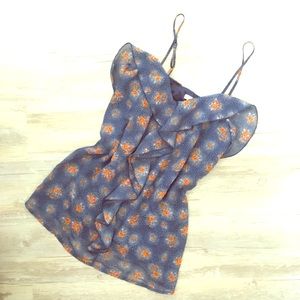 Pointillism Floral Ruffle Cami